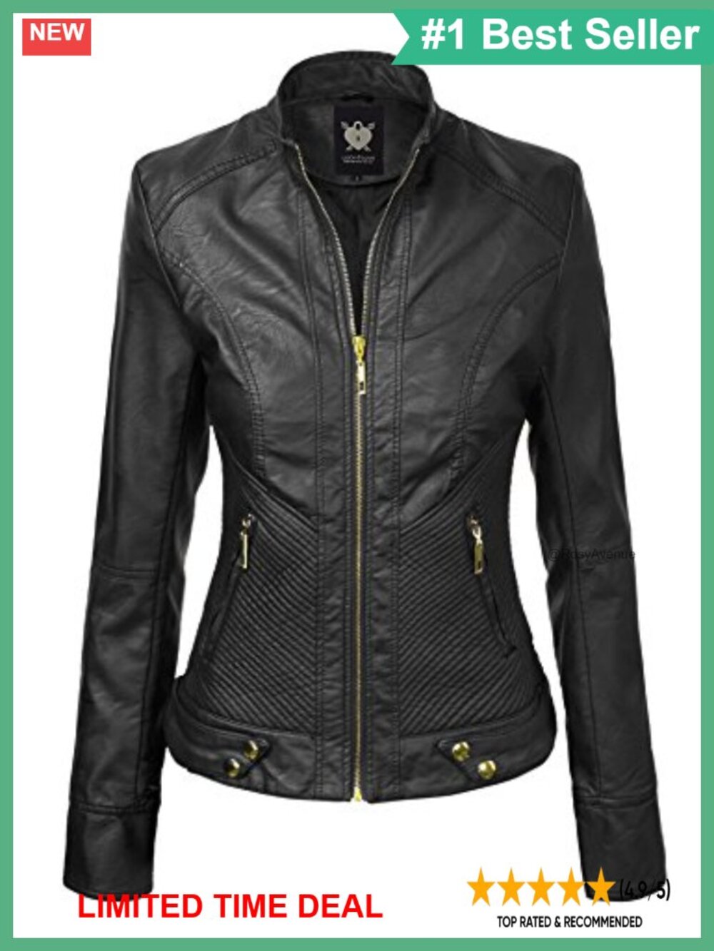 Slim Fit Vegan Leather Moto Jacket PU Biker Motorcycle Coat